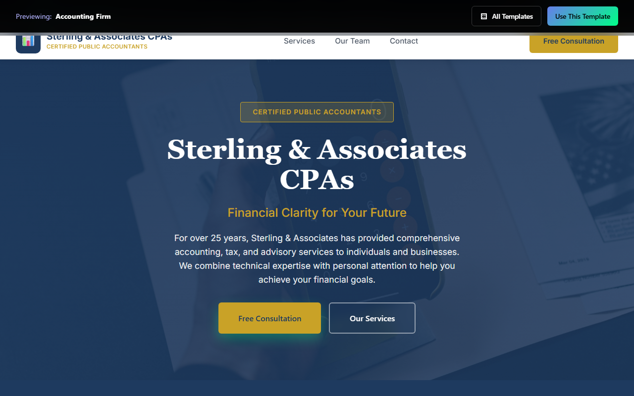 Accounting Firm website template preview
