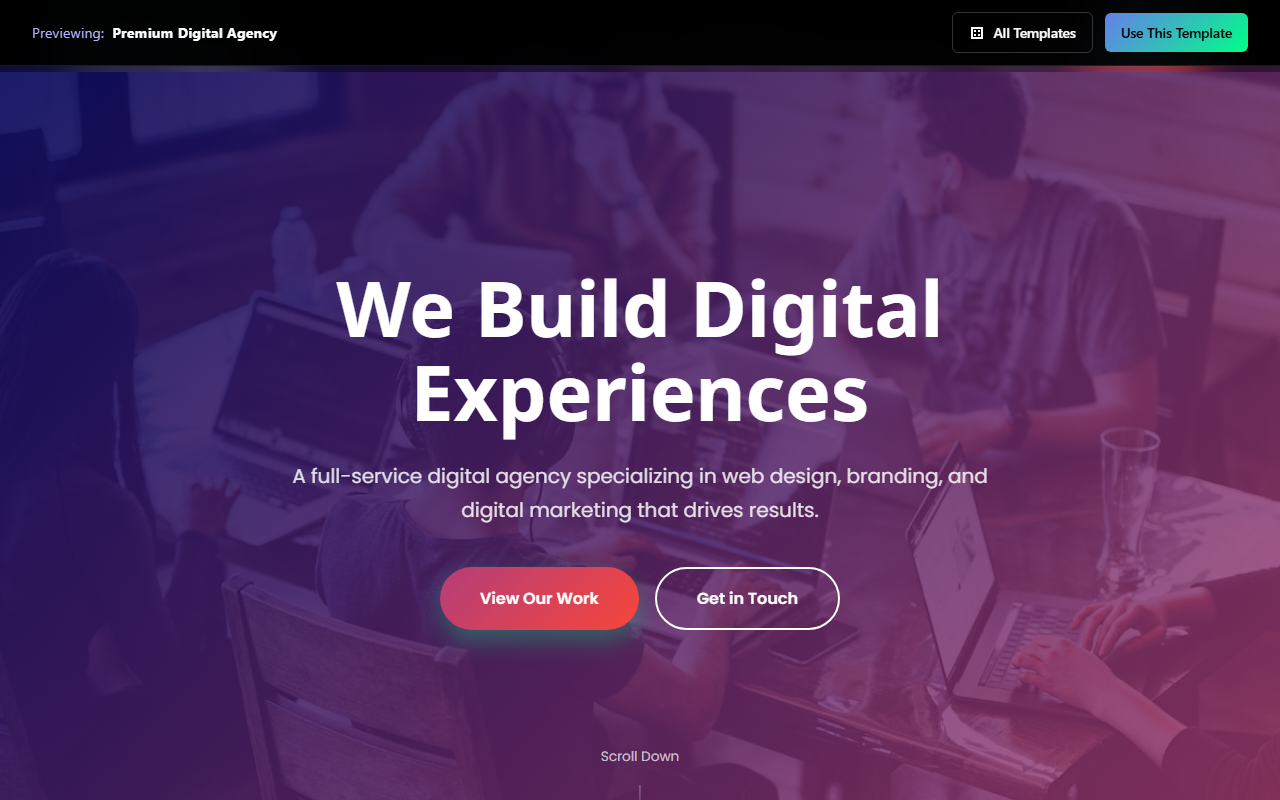 Premium Digital Agency website template preview