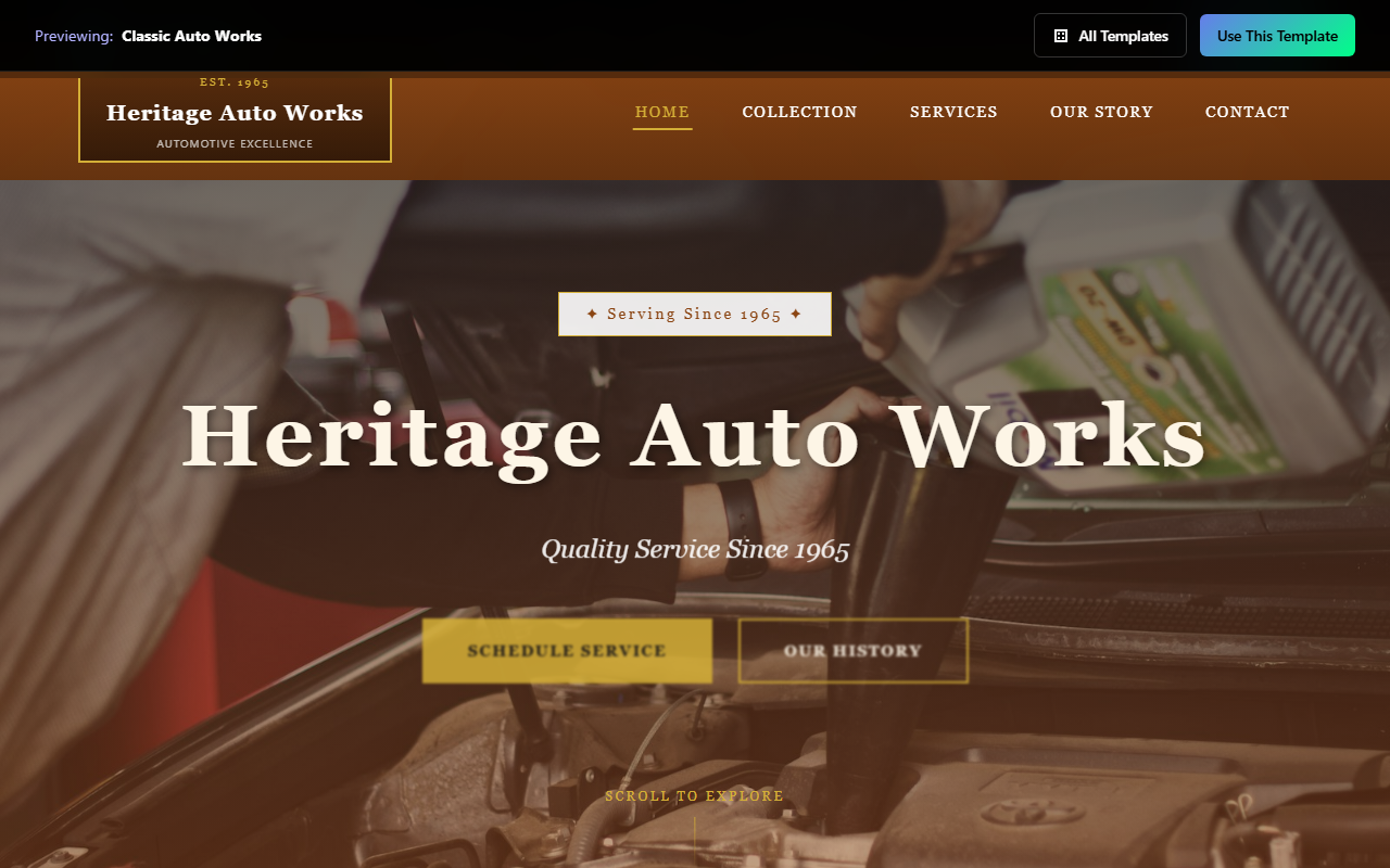 Classic Auto Works website template preview
