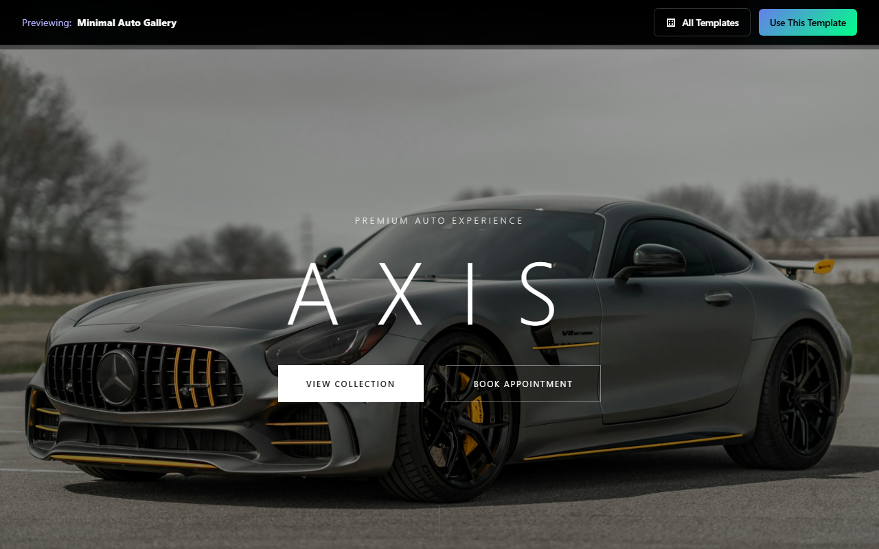 Minimal Auto Gallery website template preview