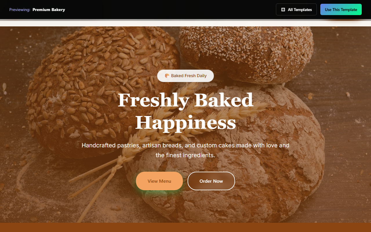 Premium Bakery website template preview