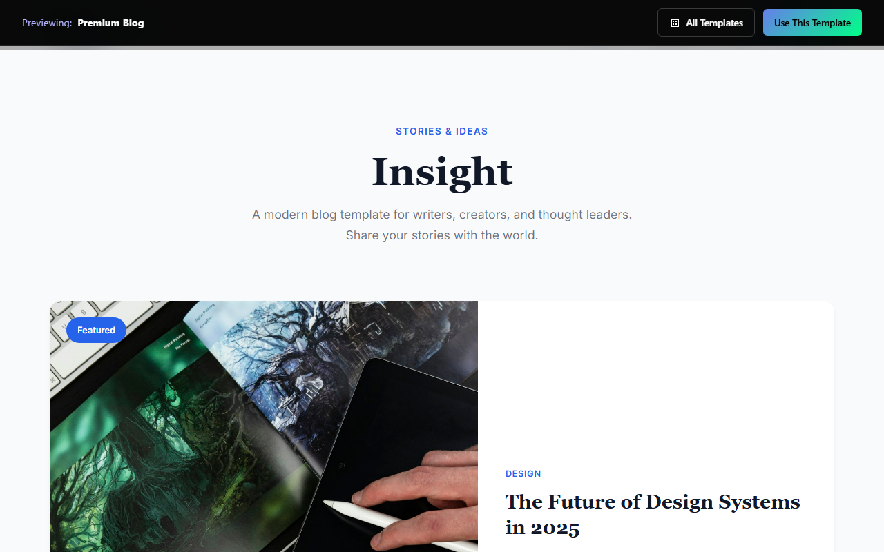 Premium Blog website template preview