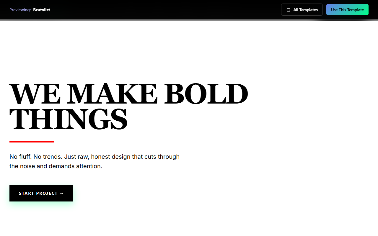 Brutalist website template preview