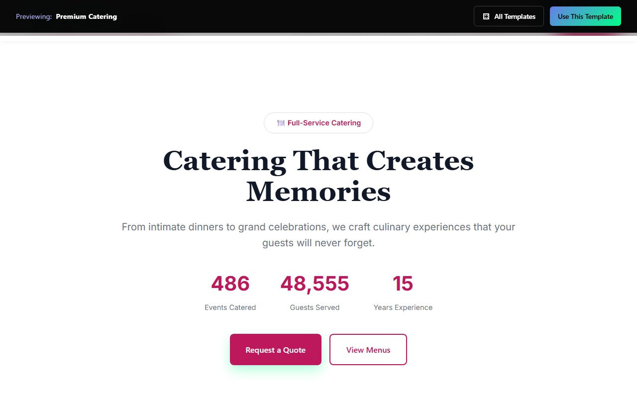 Premium Catering website template preview