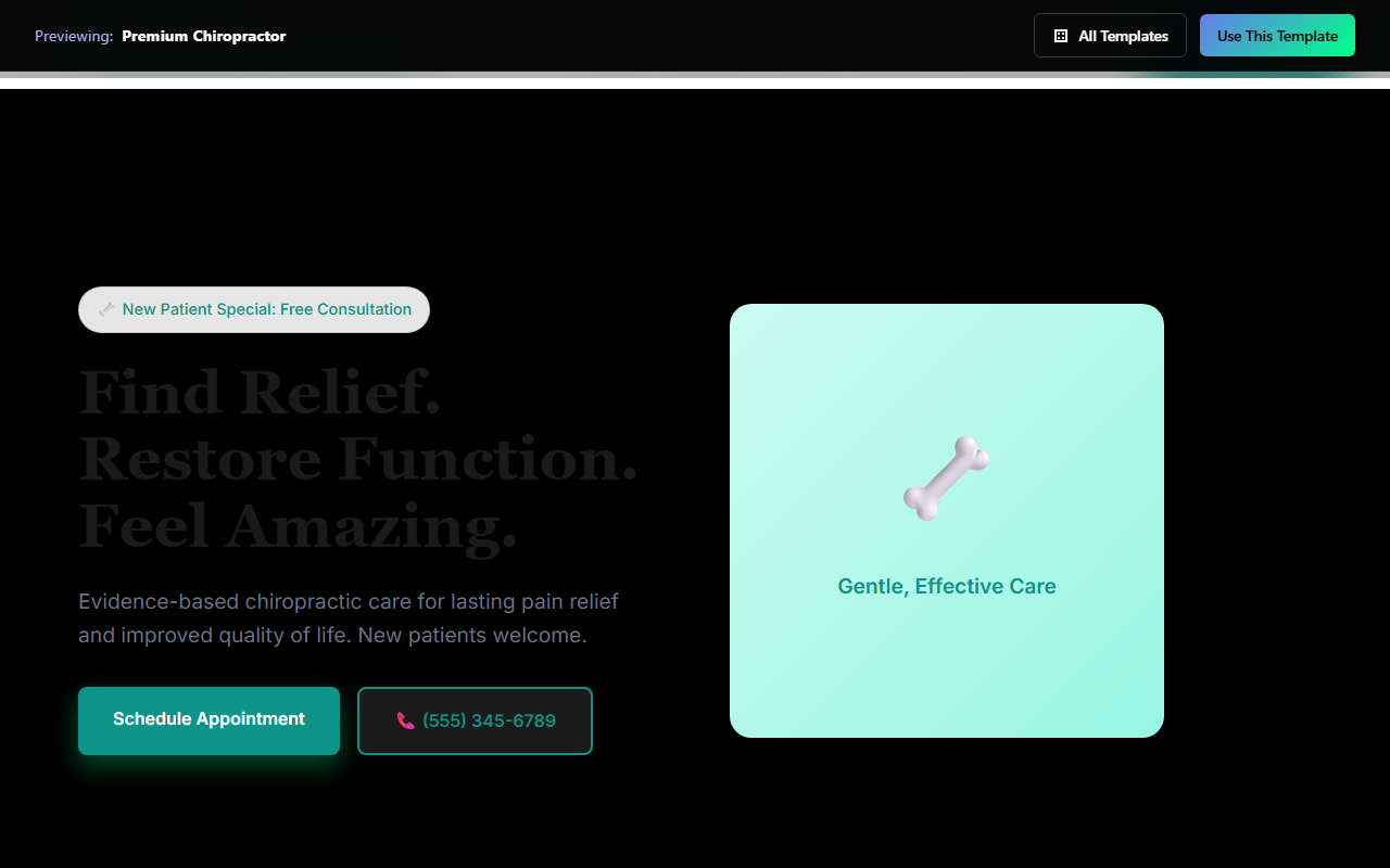 Premium Chiropractor website template preview