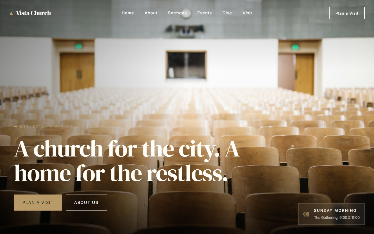 Vista Church website template preview