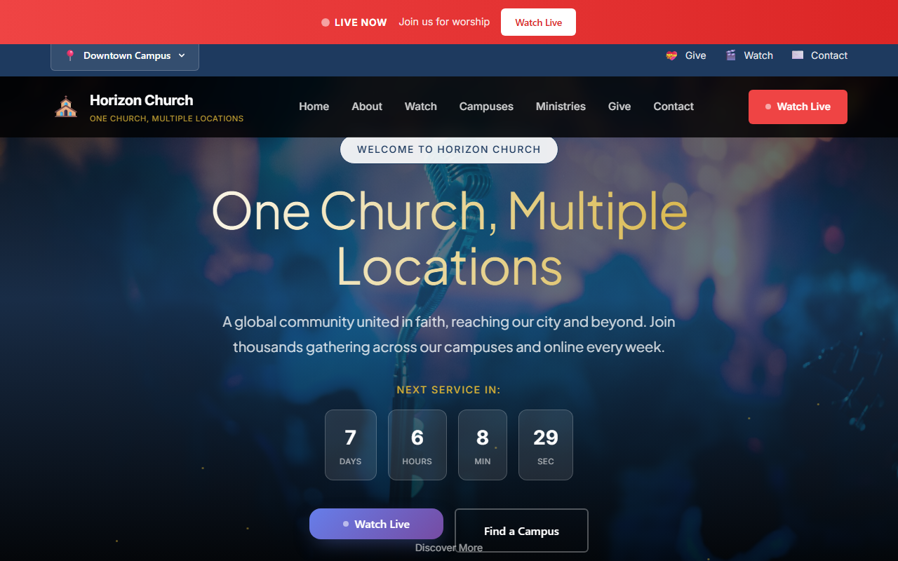 Horizon Church website preview