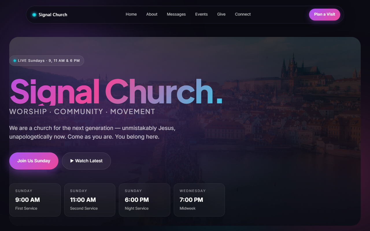 Signal Church website template preview