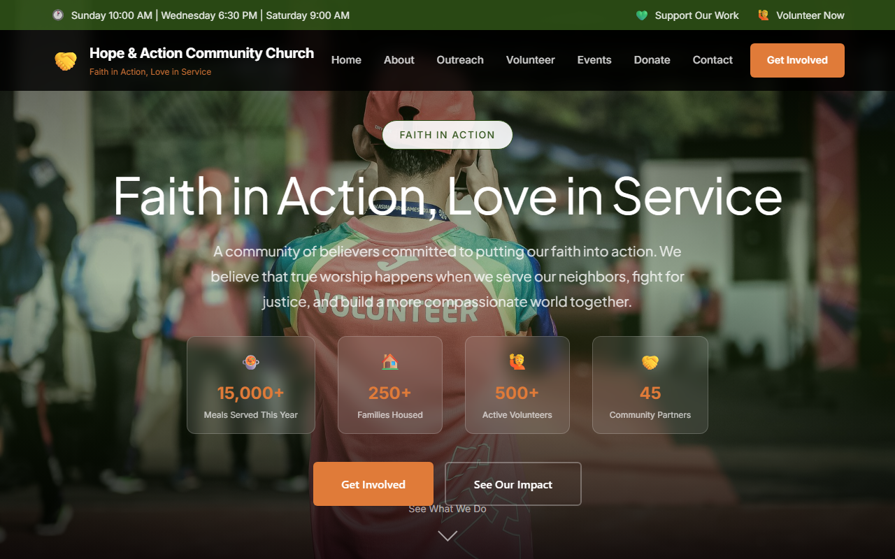 Hope & Action website preview