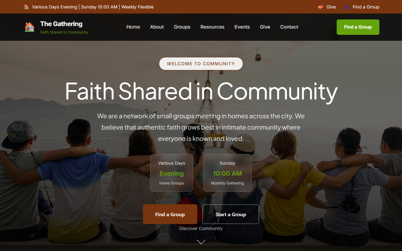 Small Group Church website template preview