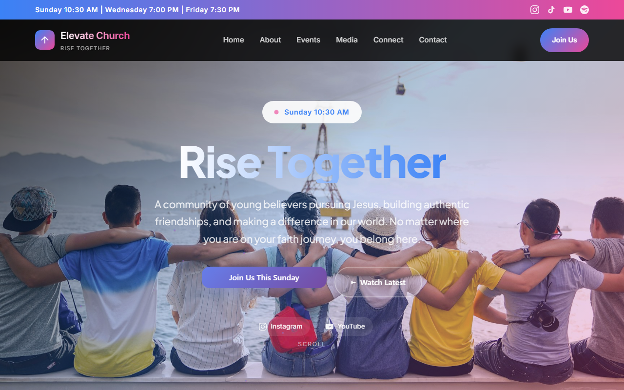 Elevate Youth website preview