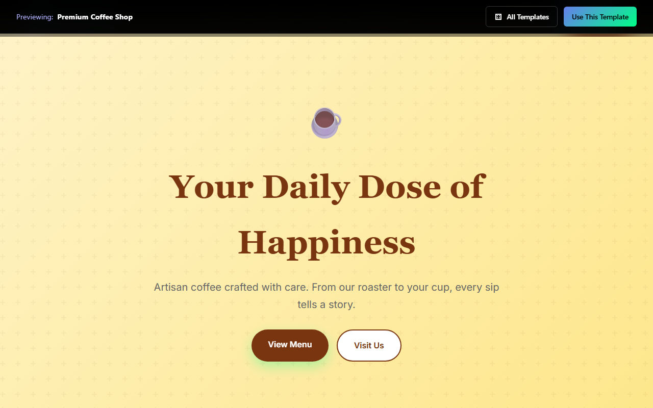 Premium Coffee Shop website template preview