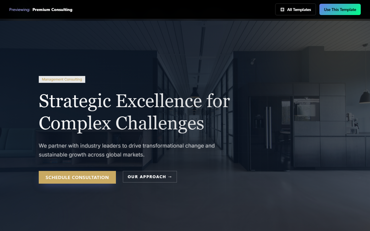 Premium Consulting website template preview