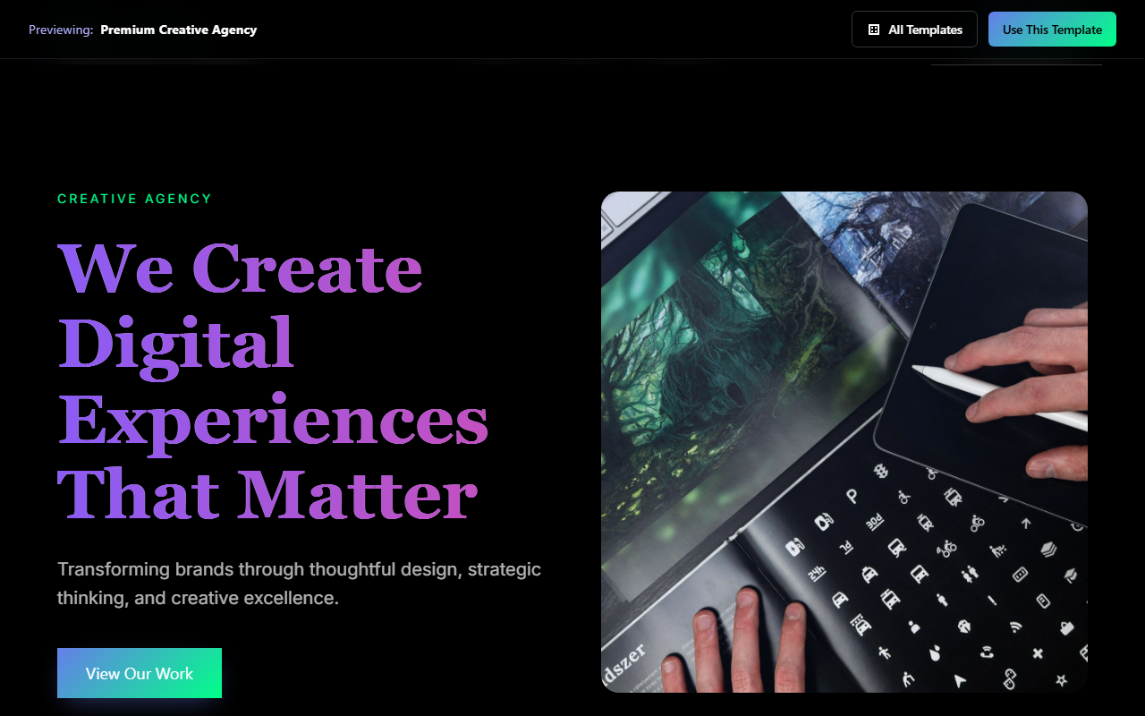 Premium Creative Agency website template preview