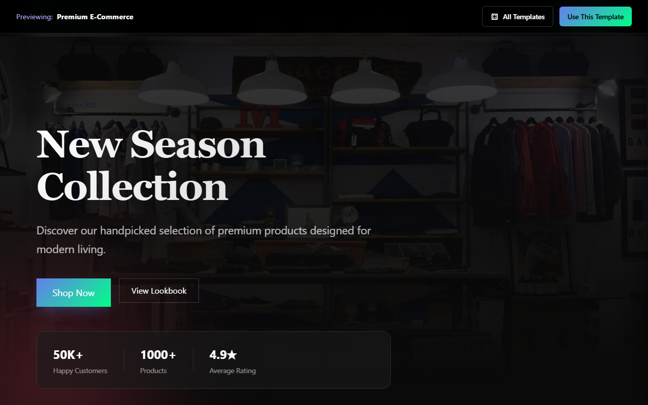 Premium E-Commerce website template preview