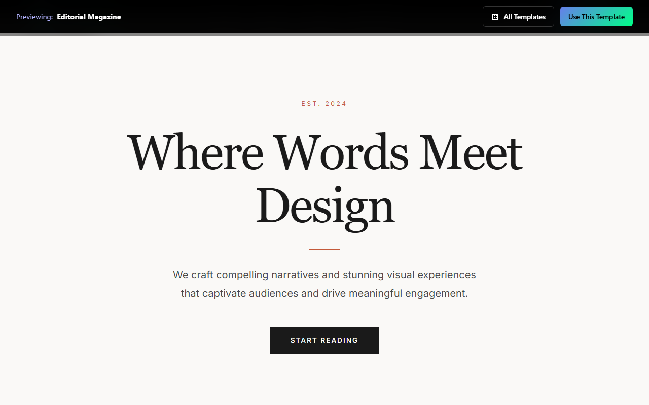 Editorial Magazine website template preview