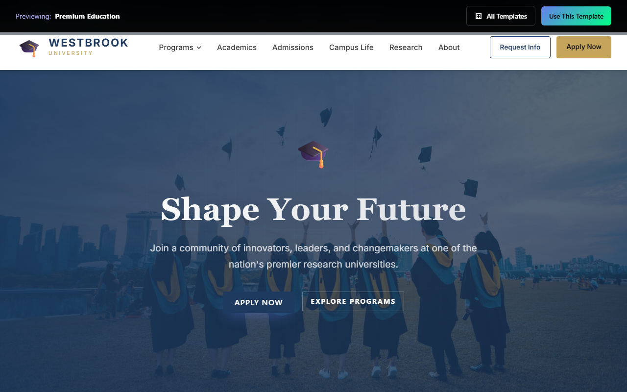 Premium Education website template preview