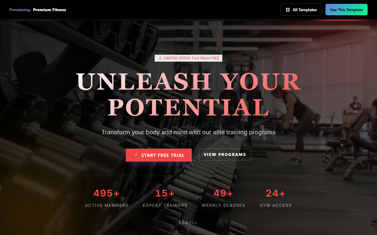 Premium Fitness website template preview