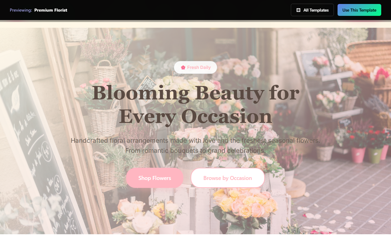 Premium Florist website template preview
