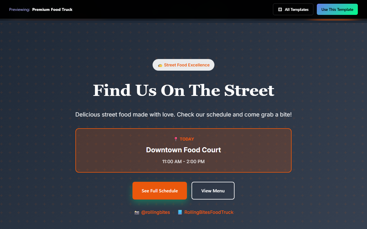 Premium Food Truck website template preview