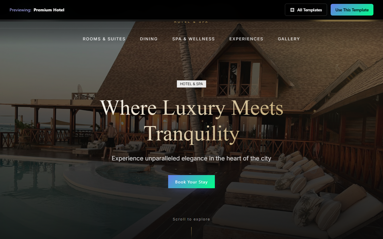 Premium Hotel website template preview