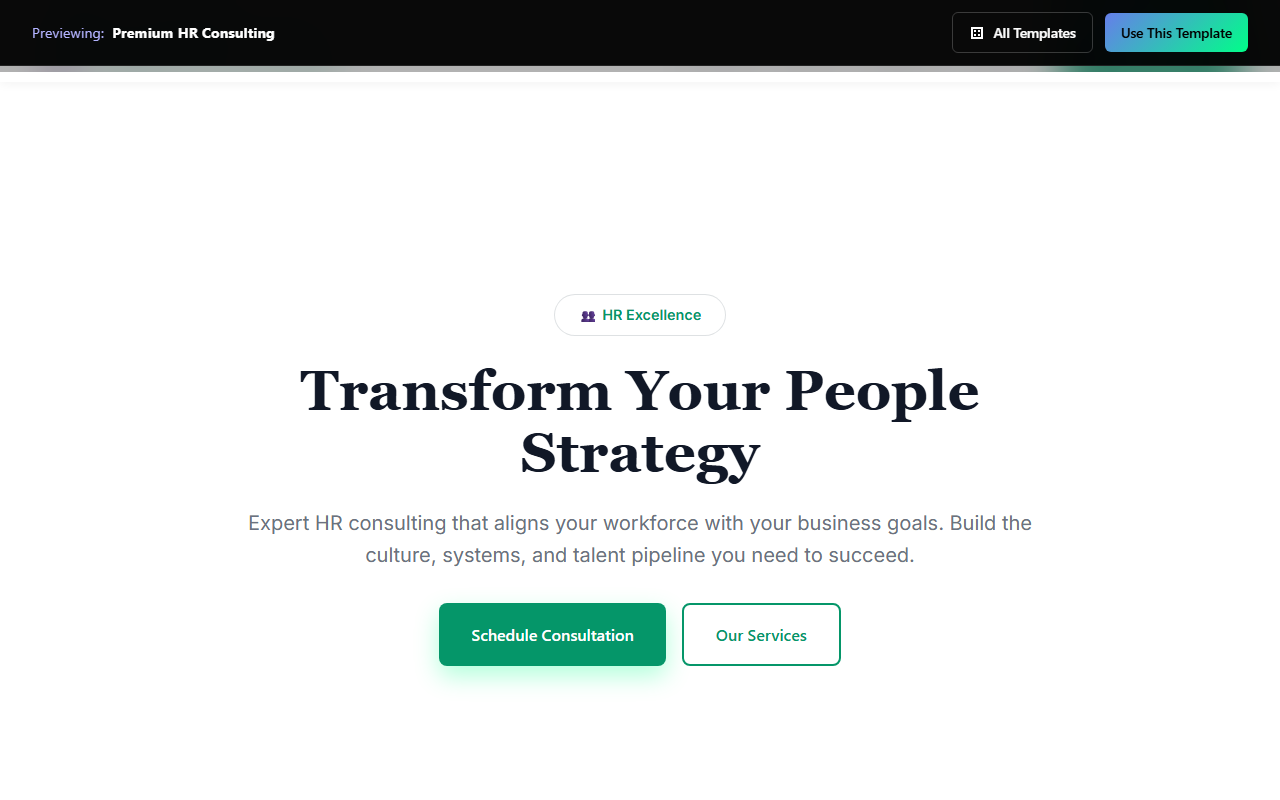 Premium HR Consulting website template preview