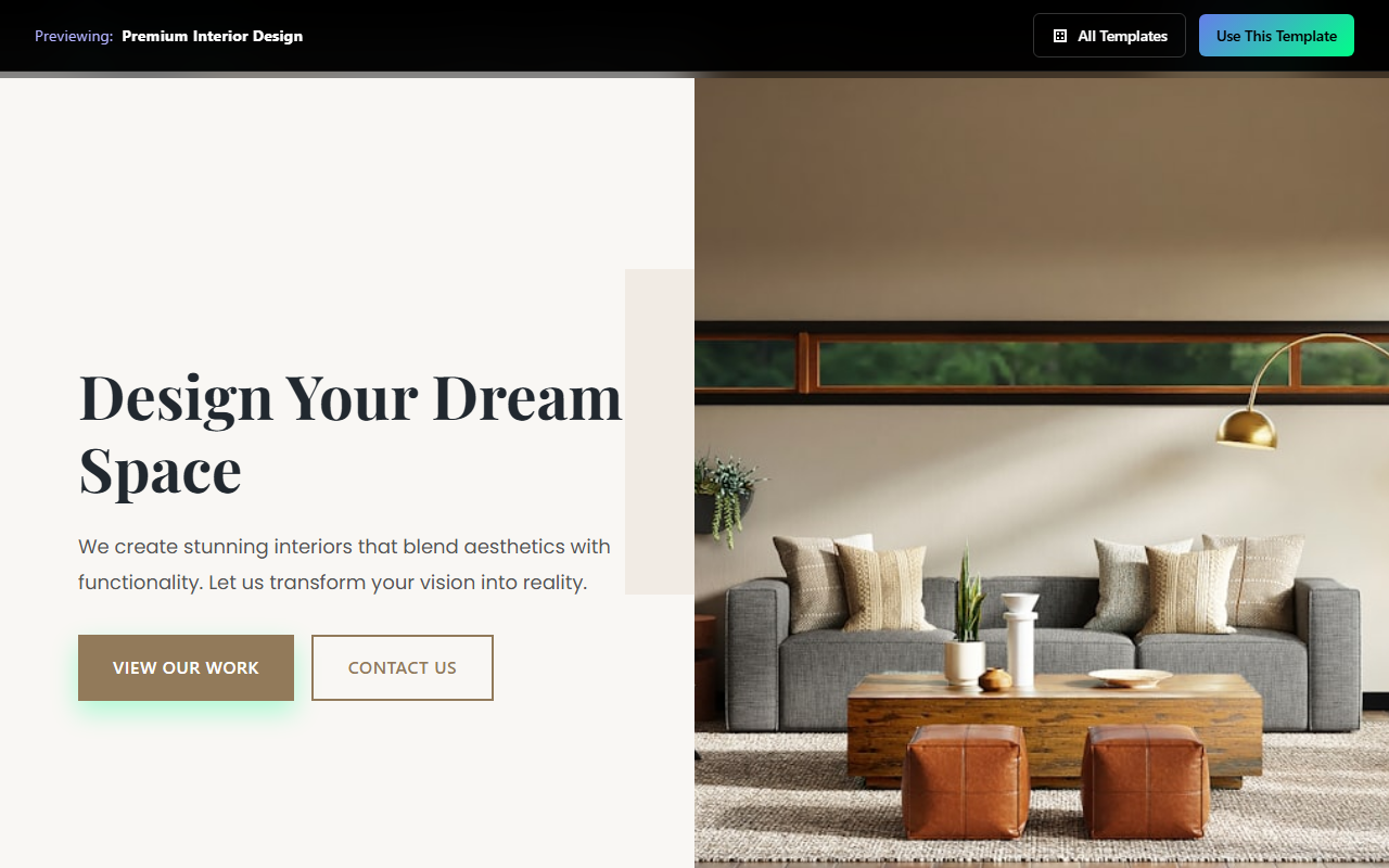 Premium Interior Design website template preview