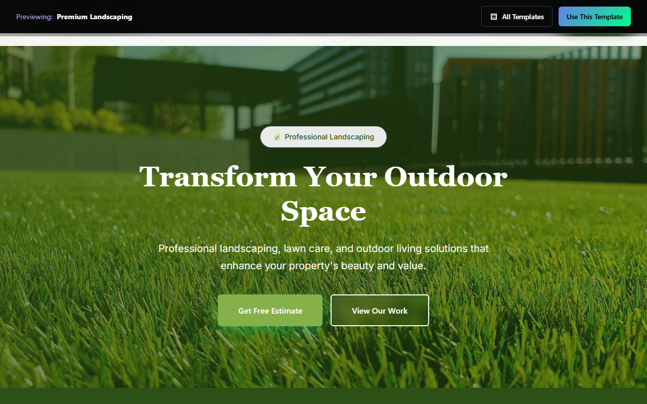 Premium Landscaping website template preview