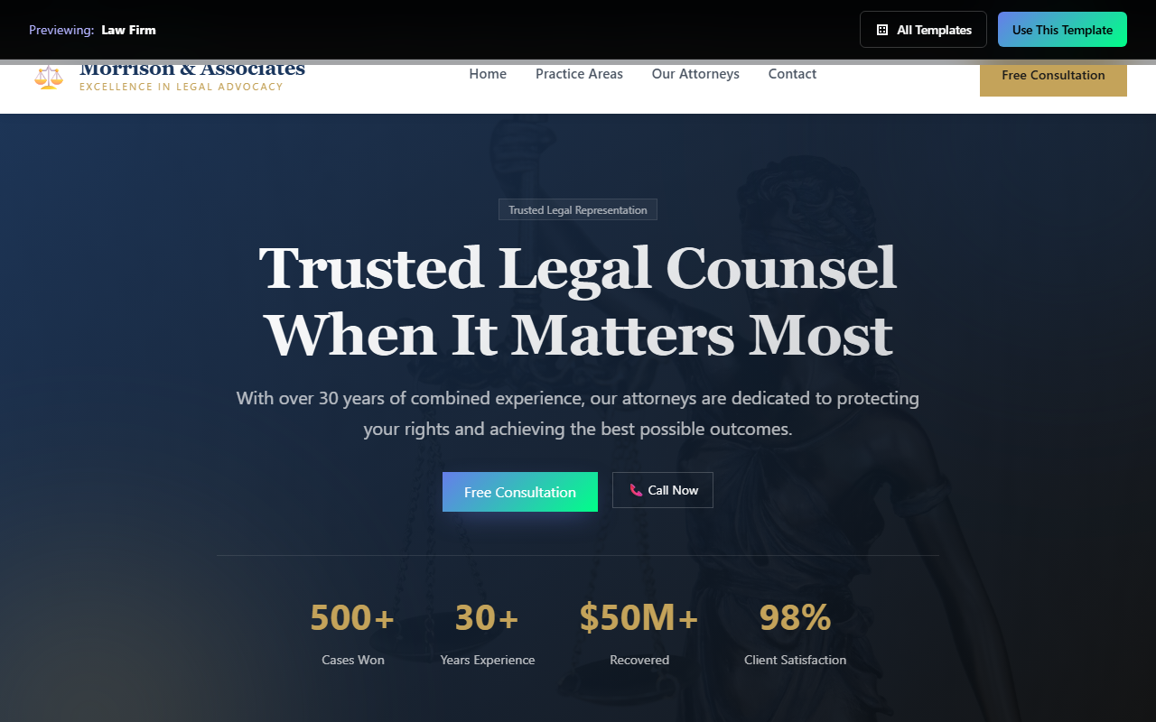 Law Firm website template preview