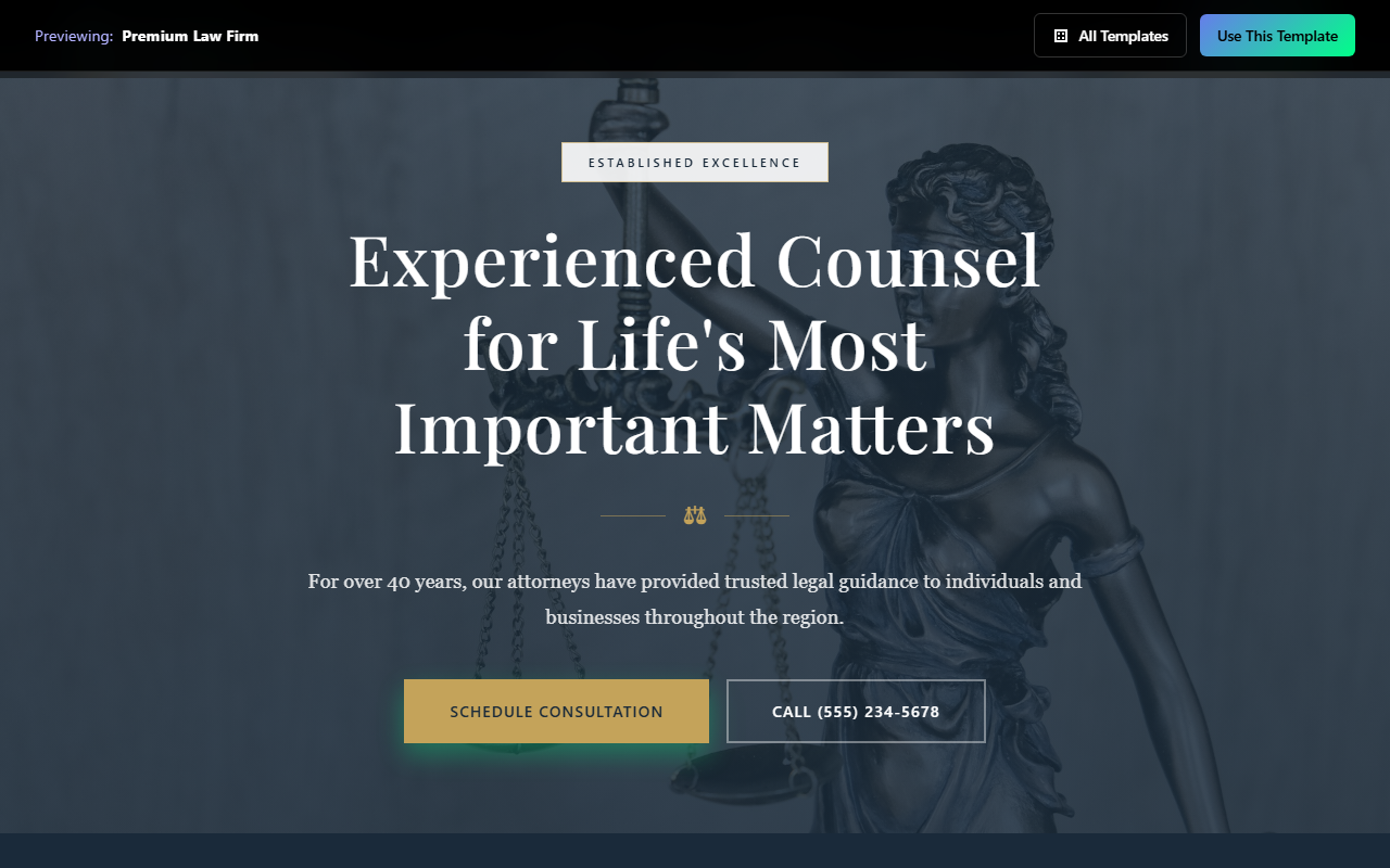Premium Law Firm website template preview