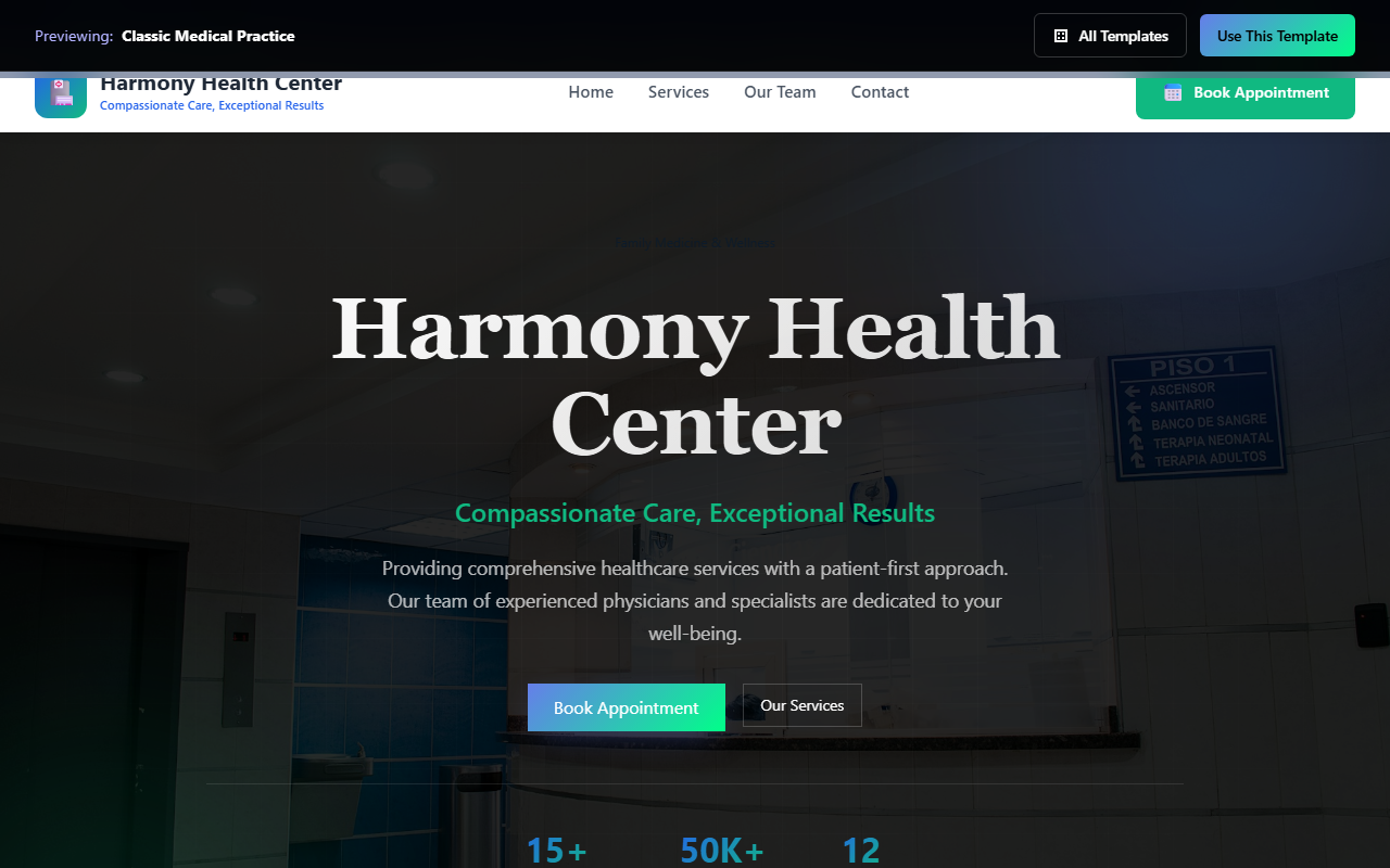 Classic Medical Practice website template preview