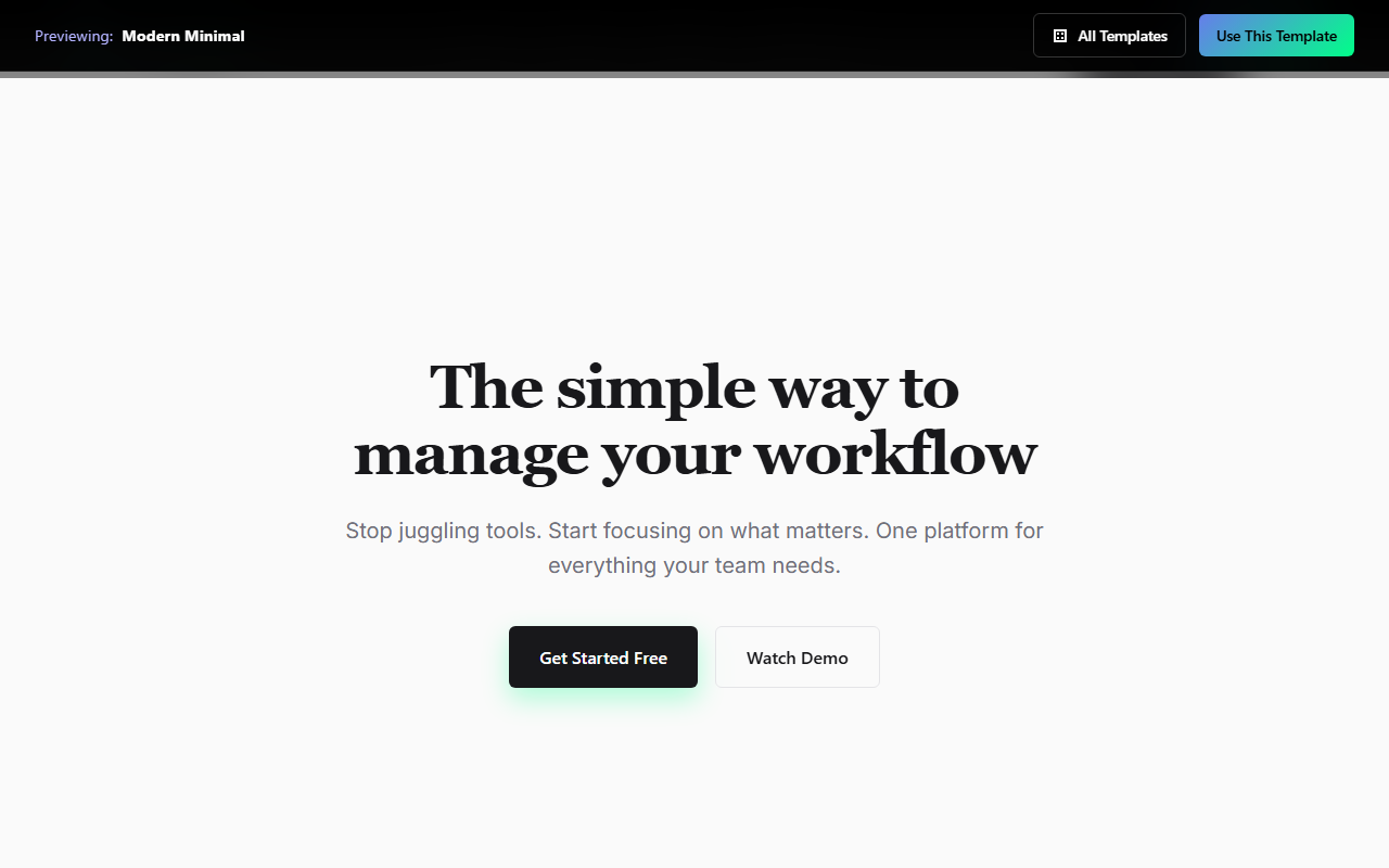 Modern Minimal website template preview