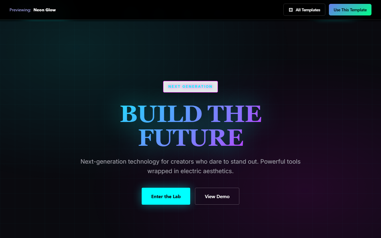Neon Glow website template preview