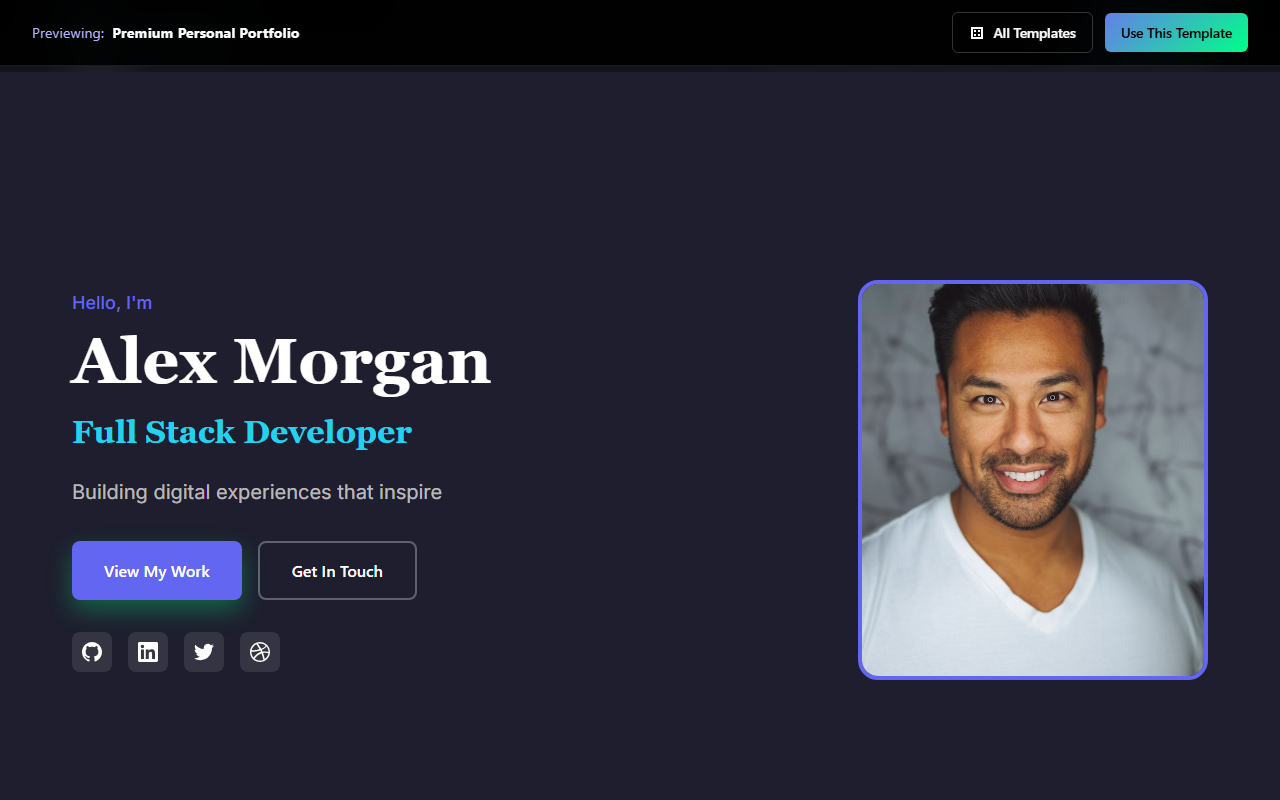 Premium Personal Portfolio website template preview