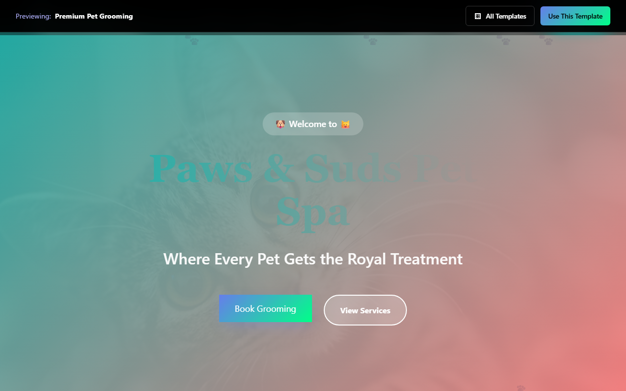 Premium Pet Grooming website template preview