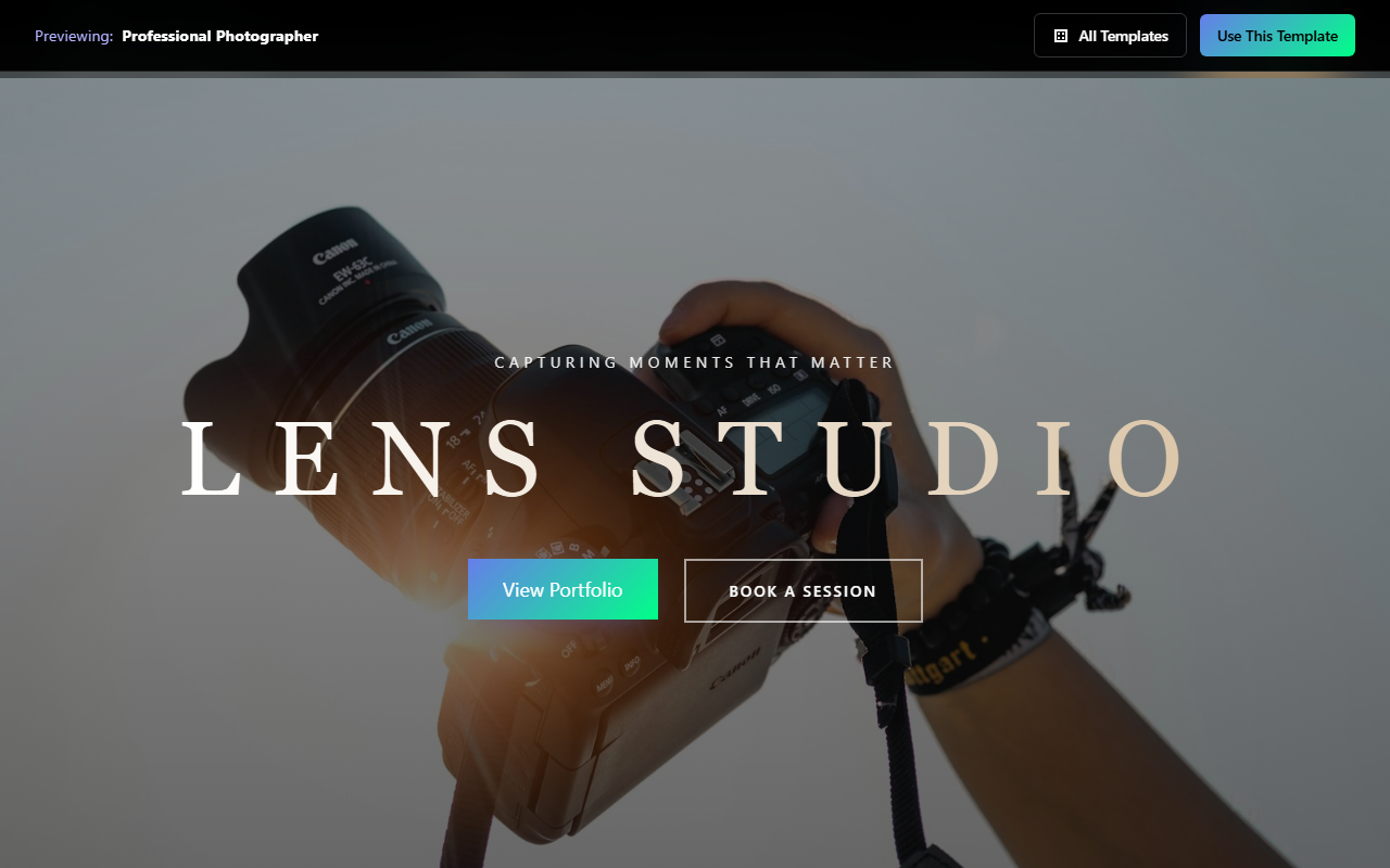 Professional Photographer website template preview