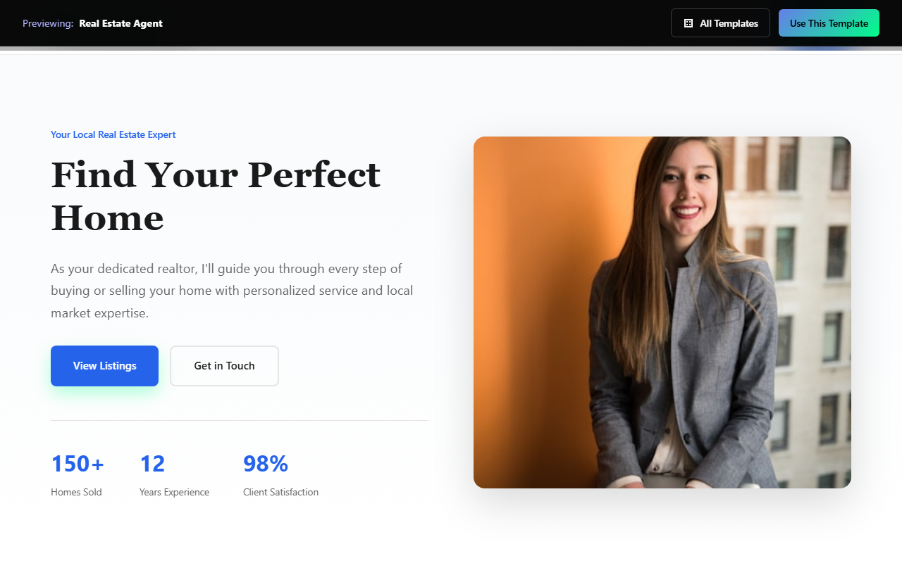 Real Estate Agent website template preview