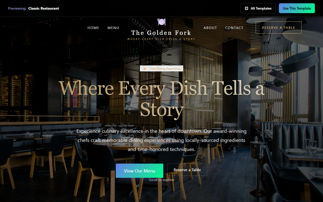 Classic Restaurant website template preview