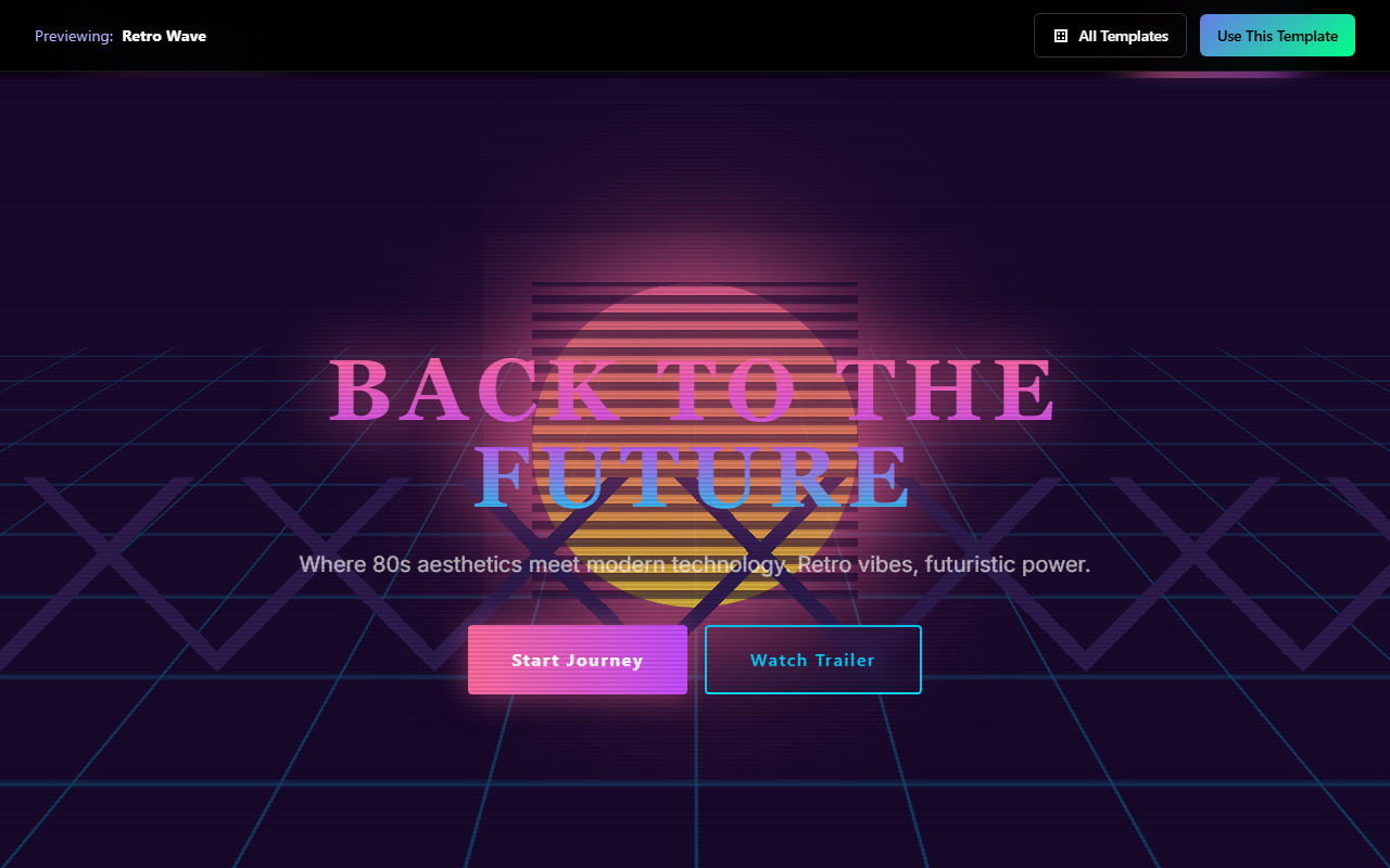 Retro Wave website template preview