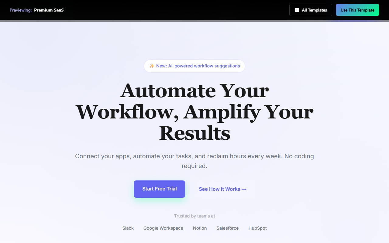 Premium SaaS website template preview