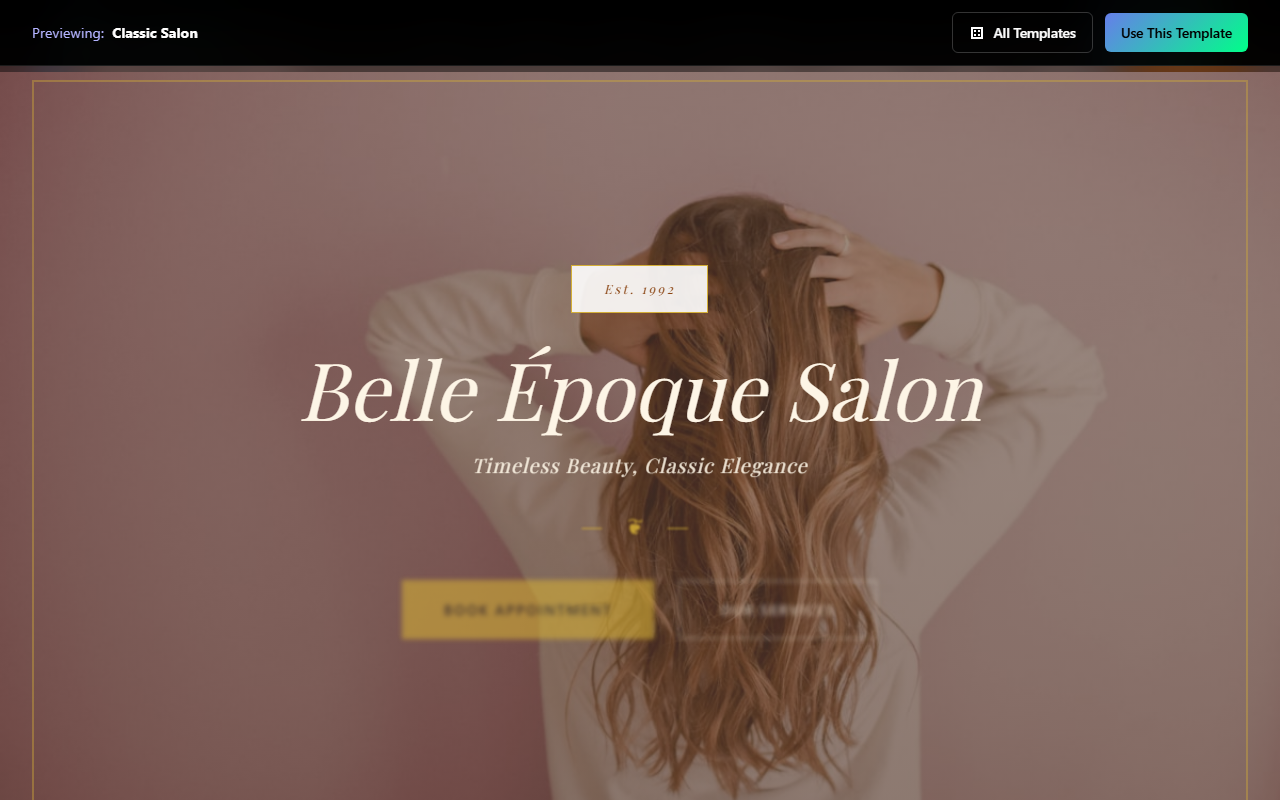 Classic Salon website template preview