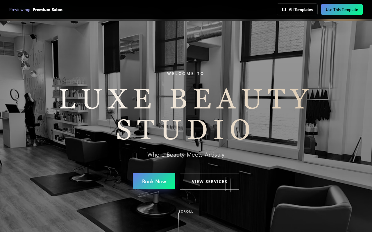Premium Salon website template preview