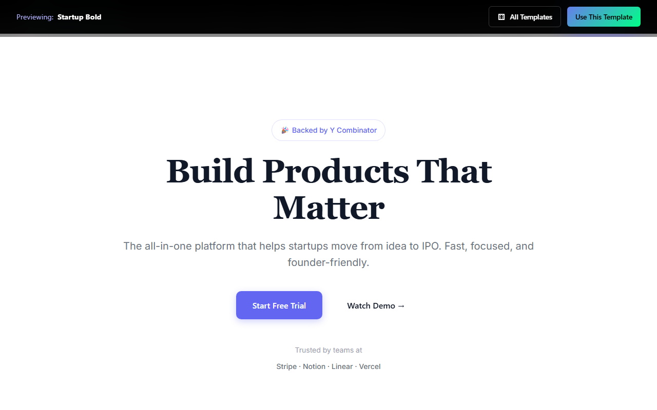 Startup Bold website template preview