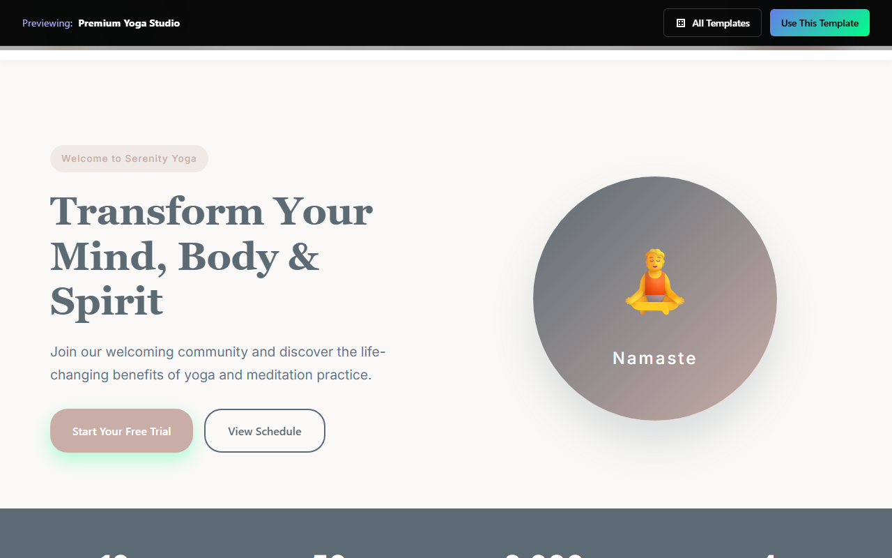Premium Yoga Studio website template preview